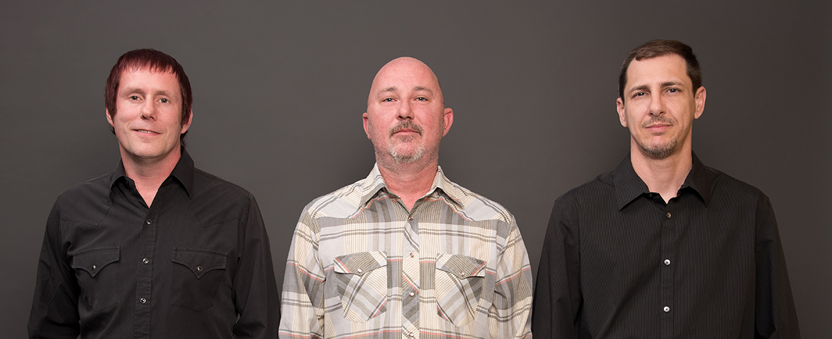 CANNING artist/band photo of Ricky the guitarist & vocalist, Tom the drummer and Fritz the bassist & vocalist at CanningMusic